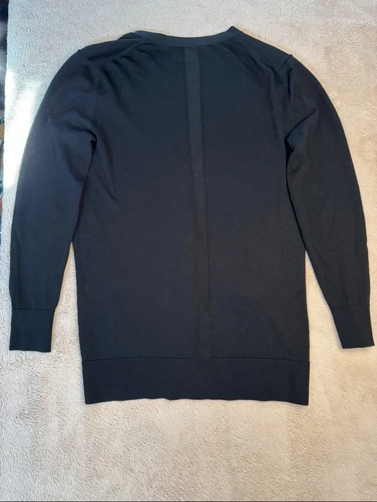 Banana Republic 100% Merino Wool Black Longline V-Neck Oversized Cardigan sz S - Picture 7 of 8